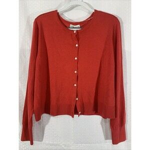 Ava & Viv Button Front Cardigan Sweater Womens 1X Red Winter NWT